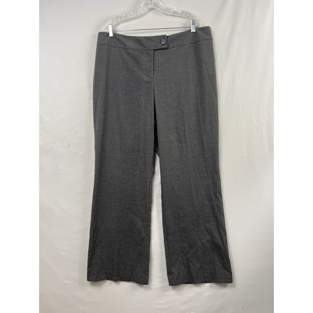 Mossimo Dress Pants Women 20W Grey New Stretch Wide Leg Micro Check Trousers